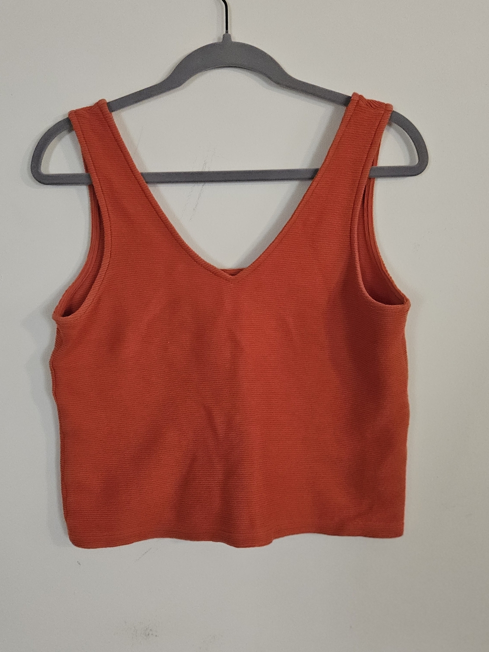 Madewell Ribbed V-Neck Crop Tank in Bright Orange